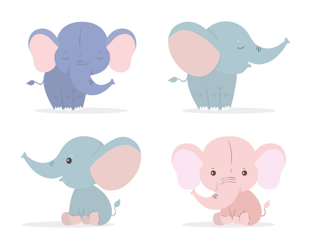 Şirin filler karikatür vektör tasarımı - Vektör, Görsel