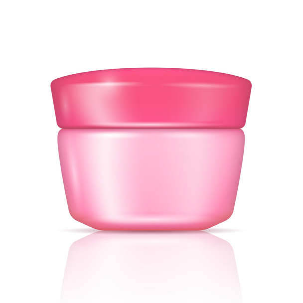 Pink body cream can with lid. - Vector, imagen