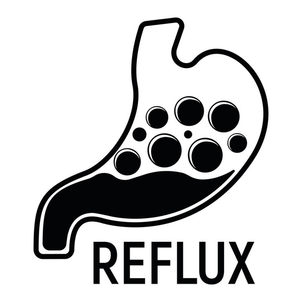 Reflux Stomach Concept Icon and Label Health Research Symbol, Icon and Badge Проста ілюстрація чорного вектора. - Вектор, зображення