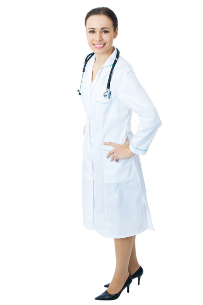 Top view full body portrait of female doctor or nurse, isolated - Foto, immagini