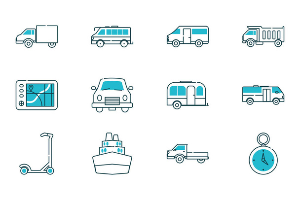 Isolated vehicles icon set vector design - Vector, Image