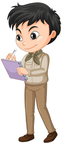 Boy in safari outfit on isolated background - Vector, Image