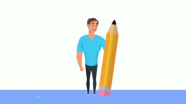 joven hombre de negocios con suministro de lápiz
 - Metraje, vídeo
