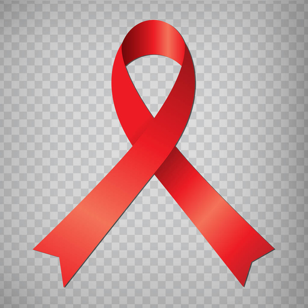 Ruban rouge réaliste, symbole de la journée mondiale des aides, 1er décembre. Mois de sensibilisation au sida avec Ruban rouge sur fond transparent. PSE10
. - Vecteur, image