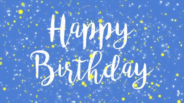 Animated cheerful blue Happy Birthday greeting card with colorful confetti particles. - Footage, Video