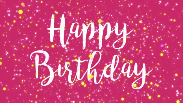 Animado alegre rosa Feliz cumpleaños tarjeta de felicitación con coloridas partículas de confeti
. - Imágenes, Vídeo
