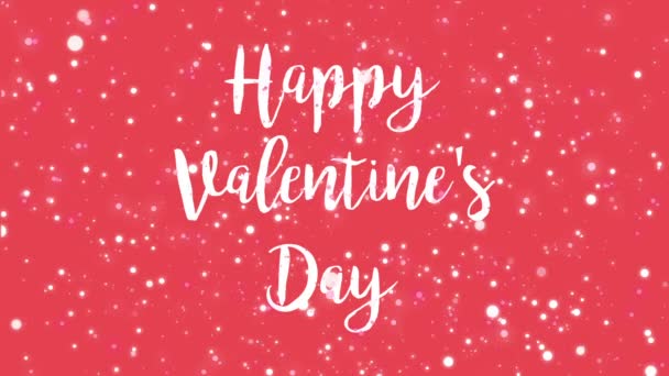 Animated romantic pink Happy Valentines Day greeting card animation with handwritten text and sparkling glitter particles. - Footage, Video