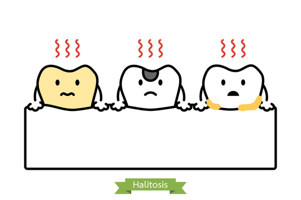 set of tooth is halitosis or bad breath - Vector, Image