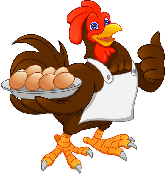 cute chef rooster cartoon and egg - Vector, Image