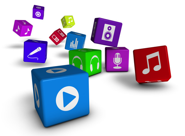 Music And Audio Web Icons Cubes Concept - Foto, Bild