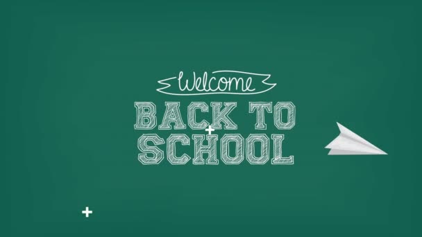 back to school season with chalkboard and paper airplane - Footage, Video
