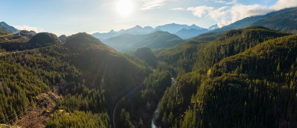 Aerial Panoramic View of the Famous Scenic Drive, Sea to Sky Highway - Foto, Bild