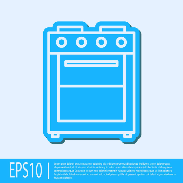 Blue line Oven icon isolated on grey background. Stove gas oven sign. Vector Illustration - Vector, Image