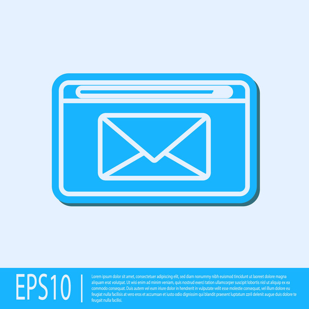 Μπλε γραμμή Mail και e-mail εικονίδιο απομονώνονται σε γκρι φόντο. e-mail συμβόλων φακέλων. Email σημάδι μήνυμα. Εικονογράφηση διανύσματος - Διάνυσμα, εικόνα