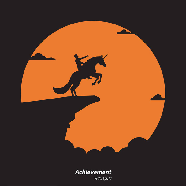 Silhouette businessman and unicorn horse - Vector, Image