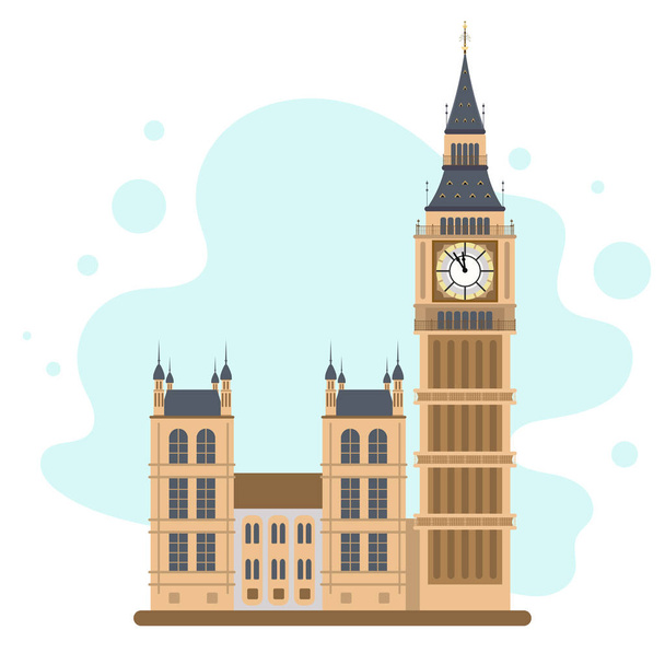Vector Illustration of Big Ben Tower, London. Великий бен ікона  - Вектор, зображення
