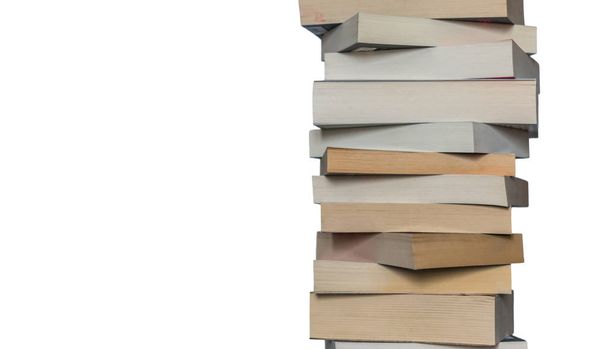 Stack of books on wooden background, knowledge and science  - 写真・画像