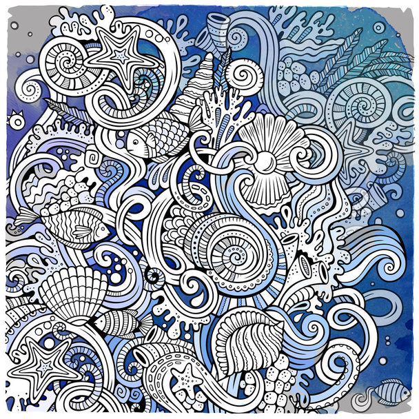Мультяшні мальовані каракулі Підводне життя ілюстрація
 - Фото, зображення