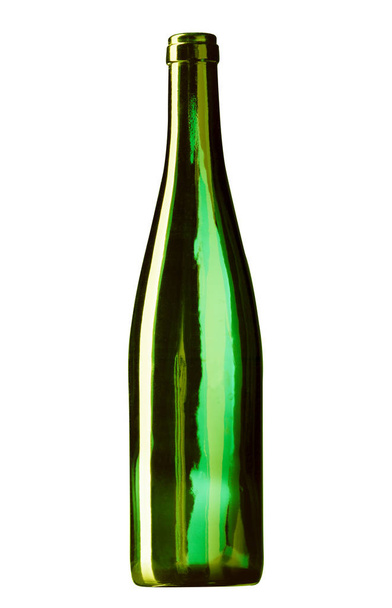 yellow-green wine bottle on white - Foto, imagen