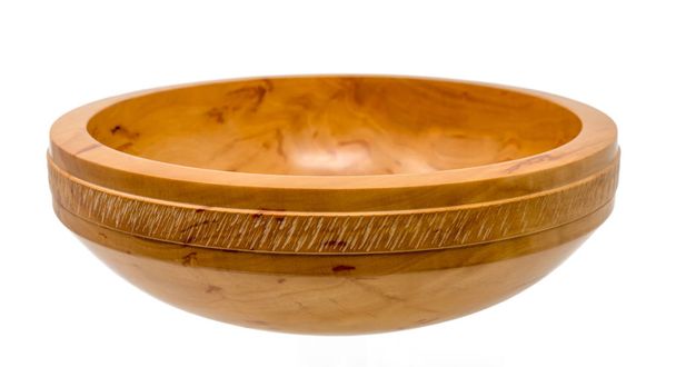 Ручна дерев'яна чаша з легкої груші з всебічним оздобленням
 - Фото, зображення