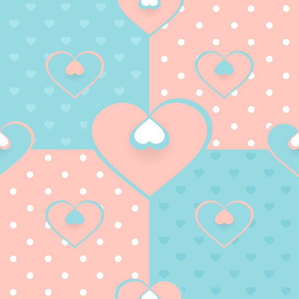 Template with hearts for design Valentines Day in pastel colors. vector illustration - Vektor, obrázek
