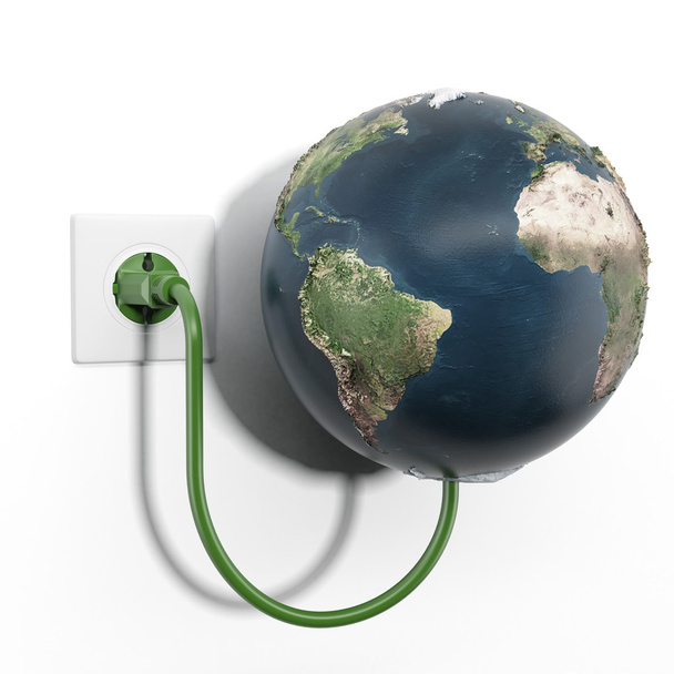 Earth attached to electrical socket - Foto, immagini