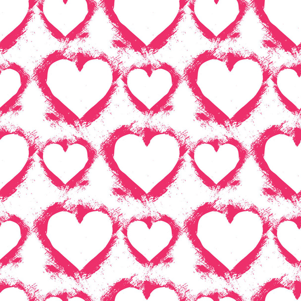 Hand paint acrylic stancil heart seamless vector pattern - Vettoriali, immagini