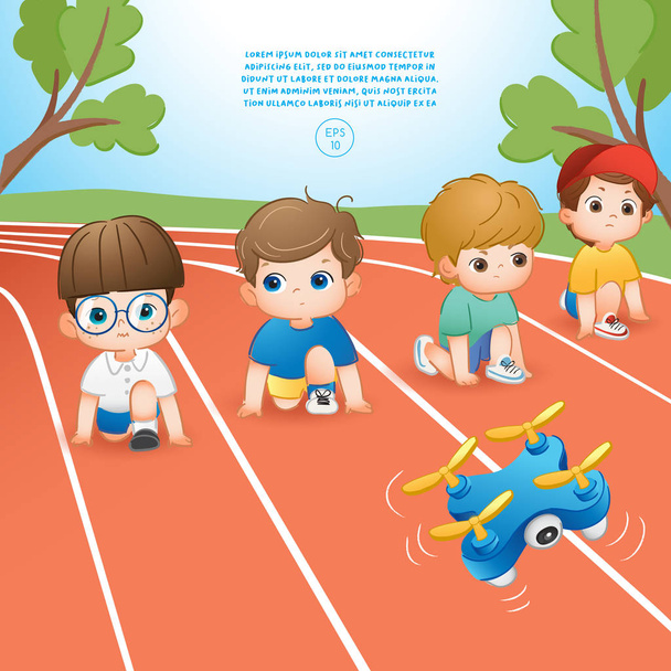 Vektor illusztráció a gyerekek futó verseny - Vektor, kép