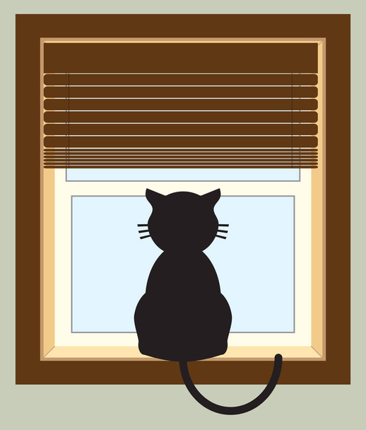 Kotek w oknie - Wektor, obraz