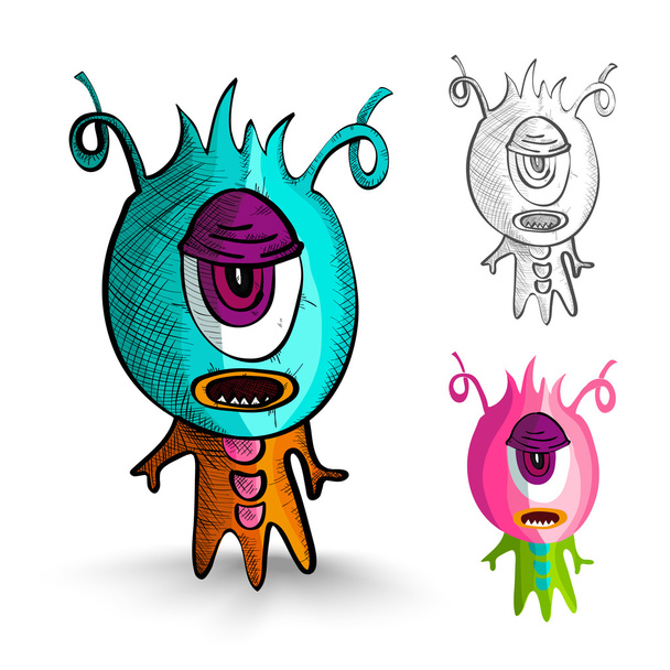 Halloween monsters isolated sketch style creatures set. - Διάνυσμα, εικόνα