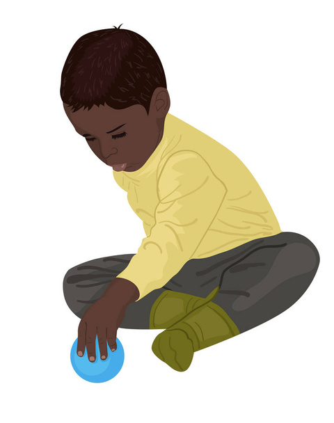 Little child plays with a toy - Vector, Image