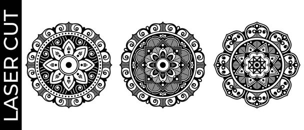 Set von dekorativen Mandalas zum Laserschneiden. handgezeichneter Hintergrund, Vektor isoliert auf weiß - Vektor, Bild