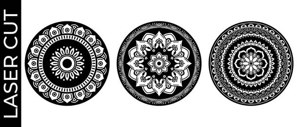 Set von dekorativen Mandalas zum Laserschneiden. handgezeichneter Hintergrund, Vektor isoliert auf weiß - Vektor, Bild