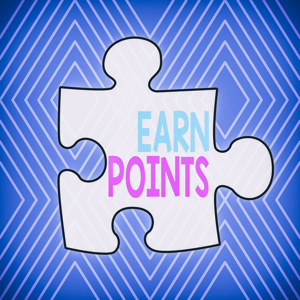 Text sign showing Earn Points. Business photo showcasing getting praise or approval for something you have done Infinite Geometric Concentric Rhombus Pattern against Lilac Background - Photo, Image