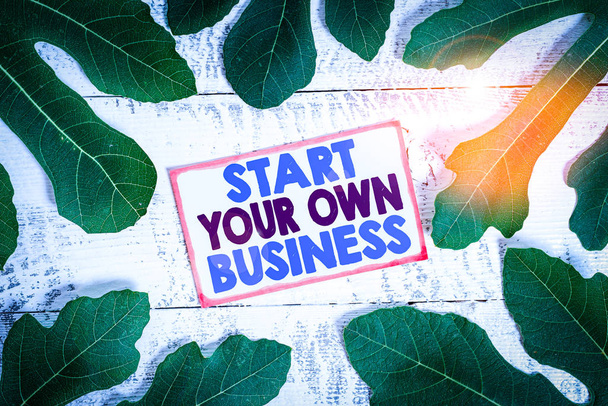 Text sign showing Start Your Own Business. Business photo text Entrepreneurial Venture a Startup Enter into Trade - Photo, Image