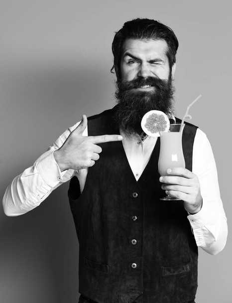 satisfied handsome bearded man - Φωτογραφία, εικόνα