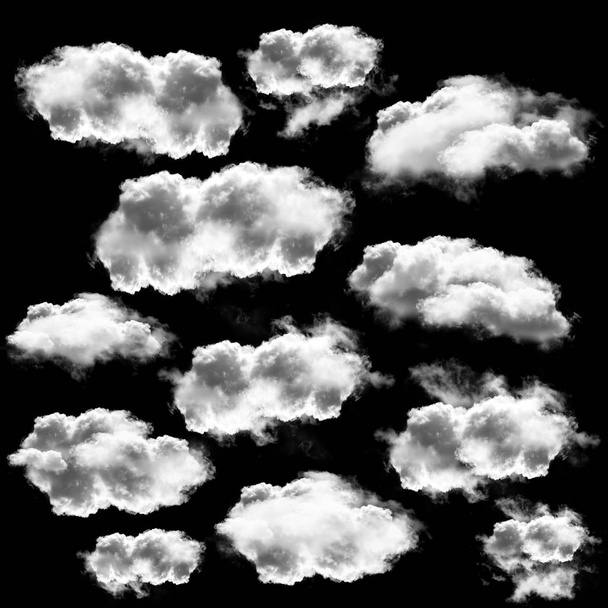 Duża kolekcja chmur na czarnym tle - Zdjęcie, obraz