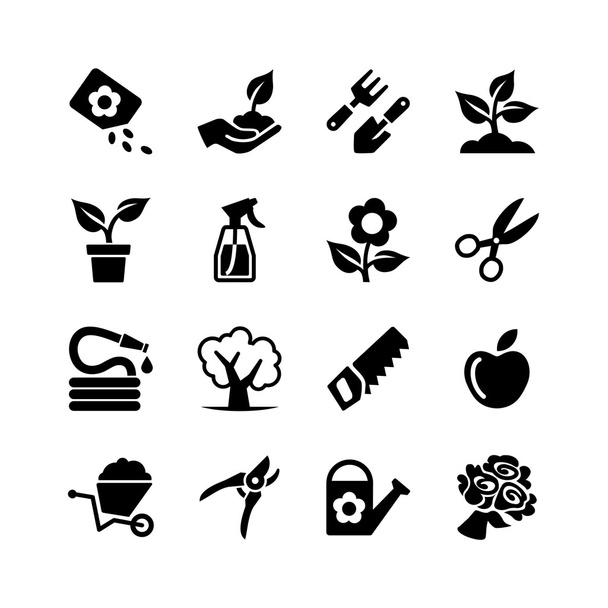 Набор веб-иконок - Сад, инструменты, полив
 - Вектор,изображение