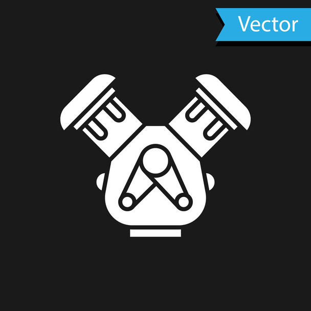 White Car engine icon isolated on black background. Vector Illustration - Vector, Image