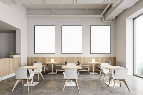 Stylish industrial style restaurant with posters - Fotoğraf, Görsel