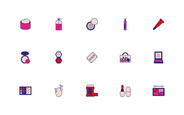 bundle of make up accessories icons - ベクター画像