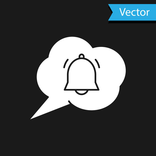 Bolla vocale bianca con icona di notifica chat isolata su sfondo nero. Nuovo messaggio, dialogo, chat, notifica sui social network. Illustrazione vettoriale
 - Vettoriali, immagini