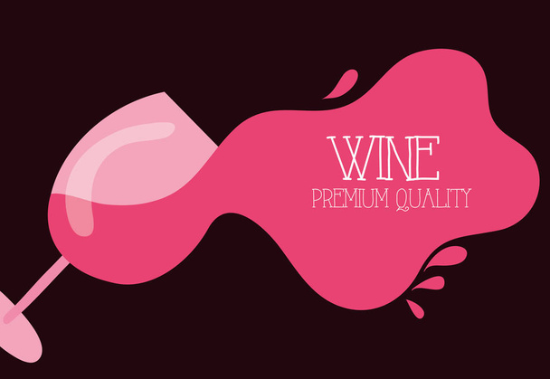 póster de calidad premium de vino con copa
 - Vector, Imagen