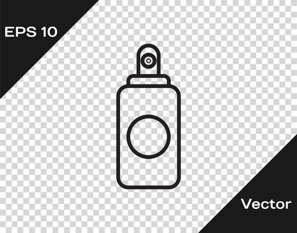 Fekete vonal Spray lehet légfrissítő, hajlakk, dezodor, izzadásgátló ikon elszigetelt átlátszó háttérrel. Vektorillusztráció - Vektor, kép