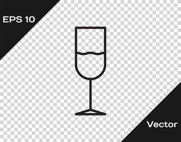 ブラックライン透明な背景に隔離されたワイングラスアイコン。ワイングラスのアイコン。ゴブレットのシンボルだガラスのサインだベクターイラスト - ベクター画像