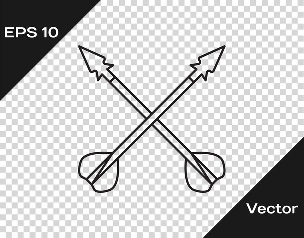 Black line Medieval crossed arrows icon isolated on transparent background. Medieval weapon. Vector Illustration - Vector, Image
