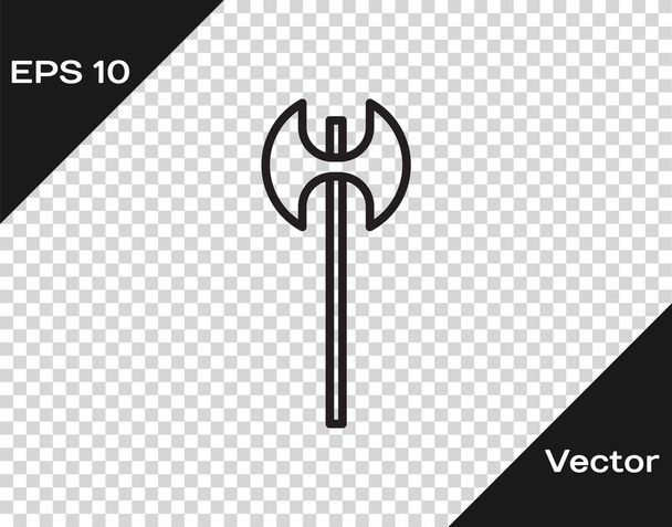 Black line Medieval axe icon isolated on transparent background. Battle axe, executioner axe. Medieval weapon. Vector Illustration - Vektor, kép