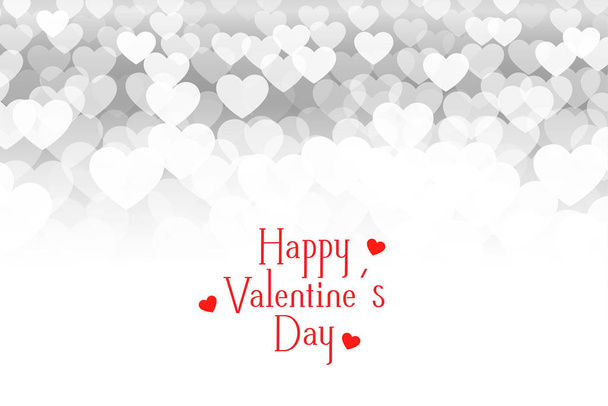 beautiful white hearts bokeh valentines day background - Vector, imagen