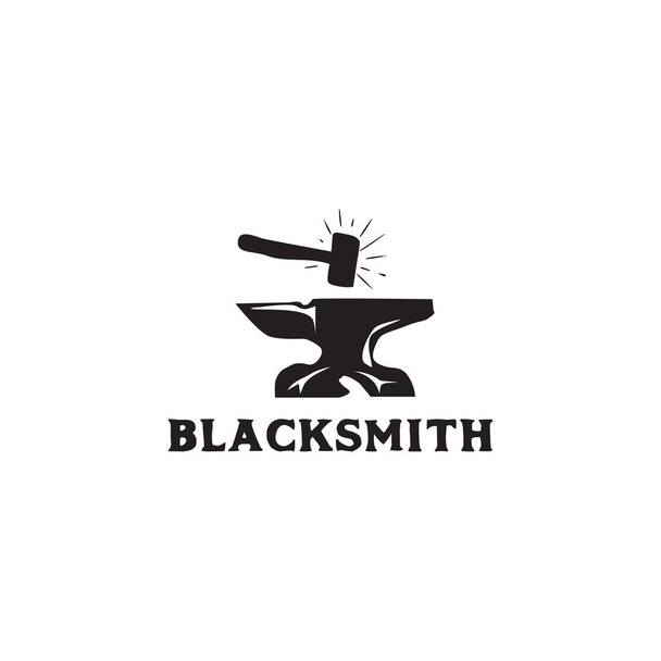 Blacksmith pictogram logo ontwerp inspiratie vector illustratie - Vector, afbeelding