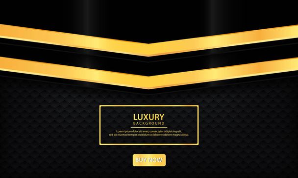 Luxury black abstract background. Textured with realistic golden line, geometric pattern and overlap layer. Modern background. - Vector, Image